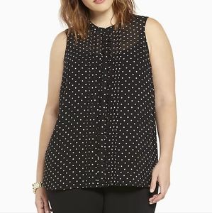 Torrid Polka Dot Ruffle Tank Top Black & Pink Size 3